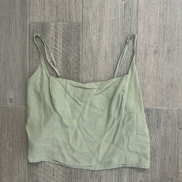 Abercrombie & Fitch Tops - super cute size L sage green linen crop top from Abercrombie and Fitch
